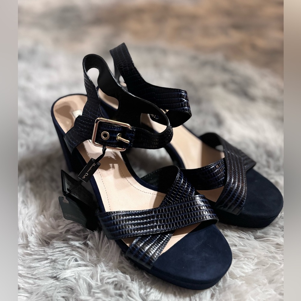 Massimo Dutti Sandals Chunky high heels- 8.5 US size Dark Blue NWT